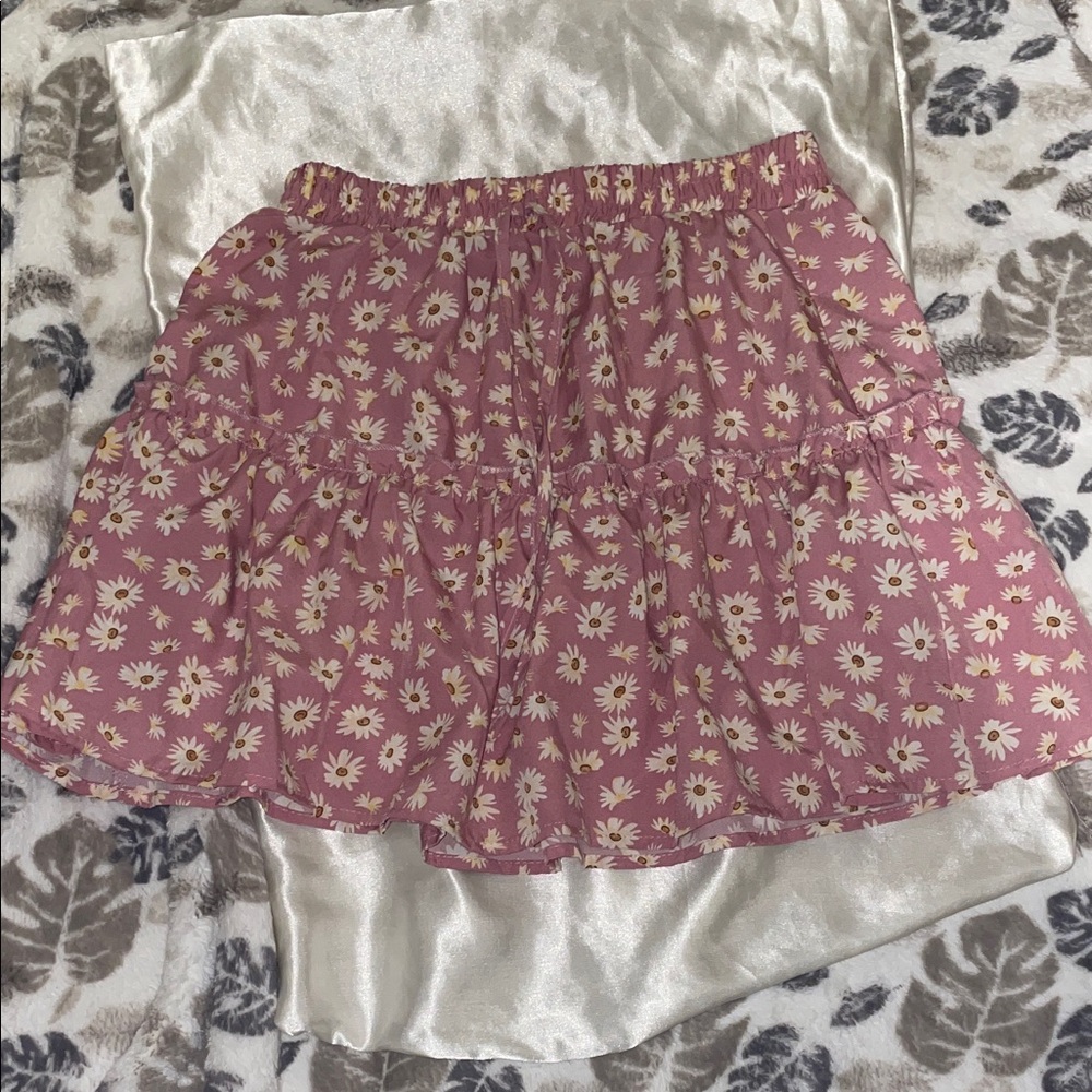 SHEIN Pink Floral Mini Skirt